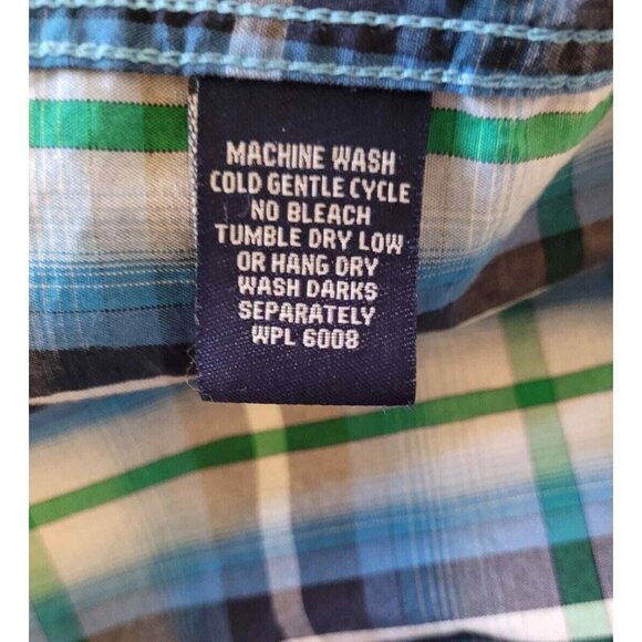 Panhandle Mens 2XL Western Shirt Blue Plaid Pearl Snap Long Sleeve Cotton XXL - Picture 6 of 8